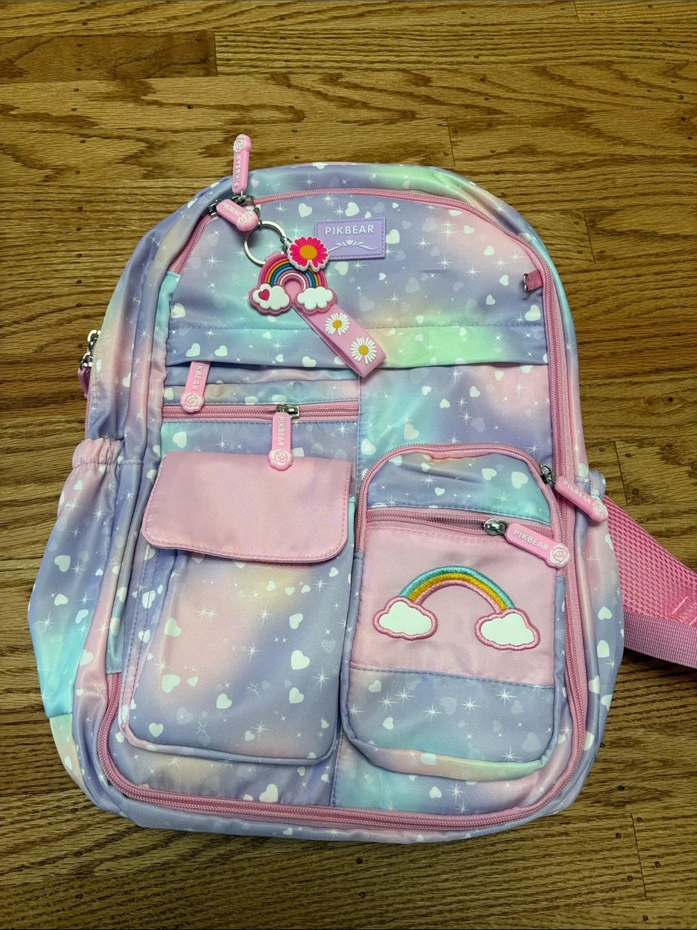 Heart Star Print Purple Girls Backpack for Elementary School Kids Bookbag NEW